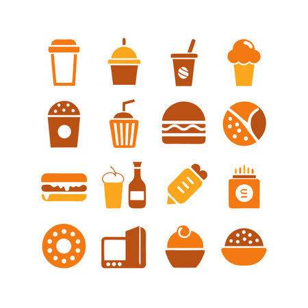 Food and Beverage Icon Set Collection Vector for UI Documents Websites and Mobile Applicationsのイラスト素材