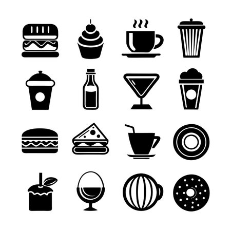 Food and Beverage Icon Set Collection Vector for UI Documents Websites and Mobile Applicationsのイラスト素材