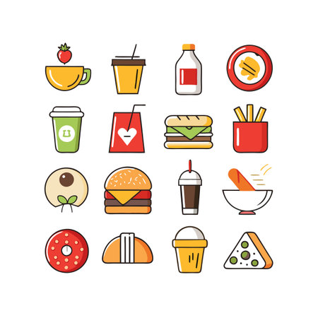 Food and Beverage Icon Set Collection Vector for UI Documents Websites and Mobile Applicationsのイラスト素材