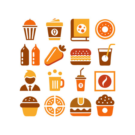 Food and Beverage Icon Set Collection Vector for UI Documents Websites and Mobile Applicationsのイラスト素材