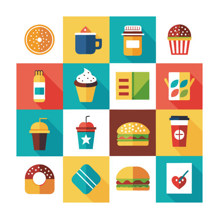 Food and Beverage Icon Set Collection Vector for UI Documents Websites and Mobile Applicationsのイラスト素材
