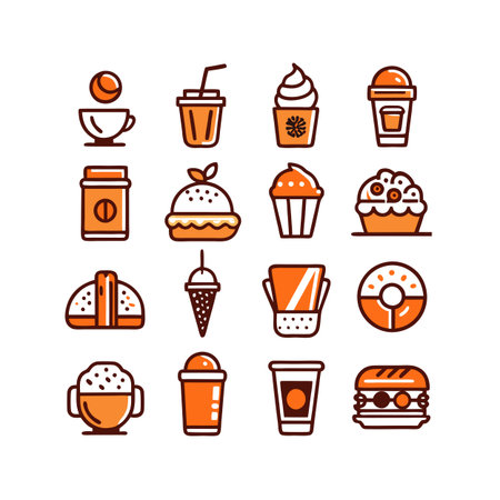 Food and Beverage Icon Set Collection Vector for UI Documents Websites and Mobile Applicationsのイラスト素材
