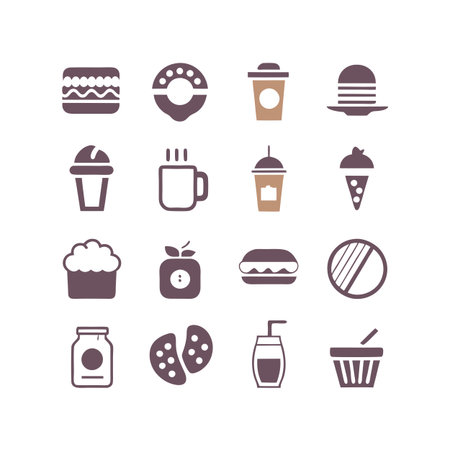 Food and Beverage Icon Set Collection Vector for UI Documents Websites and Mobile Applicationsのイラスト素材