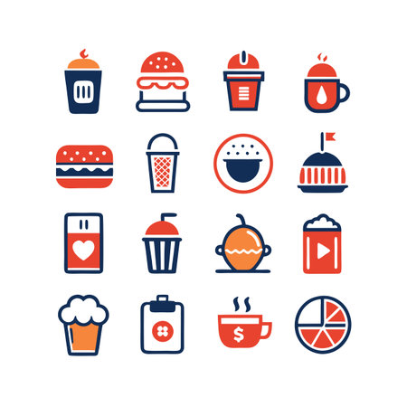 Food and Beverage Icon Set Collection Vector for UI Documents Websites and Mobile Applicationsのイラスト素材