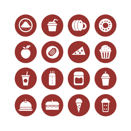 Food and Beverage Icon Set Collection Vector for UI Documents Websites and Mobile Applicationsのイラスト素材