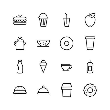 Food and Beverage Icon Set Collection Vector for UI Documents Websites and Mobile Applicationsのイラスト素材