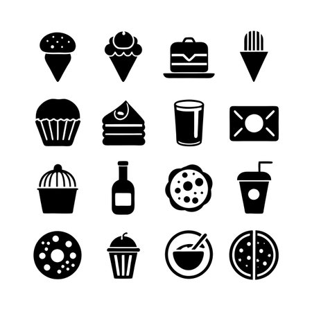 Food and Beverage Icon Set Collection Vector for UI Documents Websites and Mobile Applicationsのイラスト素材