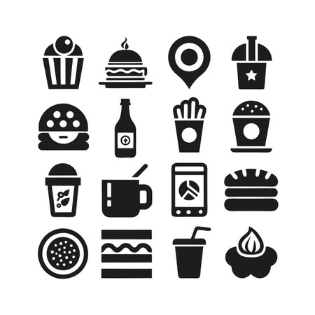 Food and Beverage Icon Set Collection Vector for UI Documents Websites and Mobile Applicationsのイラスト素材