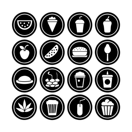 Food and Beverage Icon Set Collection Vector for UI Documents Websites and Mobile Applicationsのイラスト素材