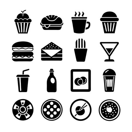 Food and Beverage Icon Set Collection Vector for UI Documents Websites and Mobile Applicationsのイラスト素材