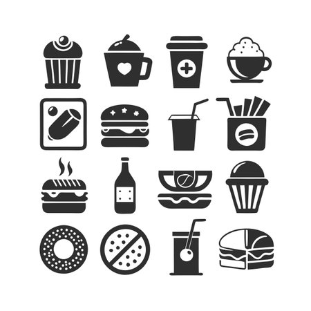 Food and Beverage Icon Set Collection Vector for UI Documents Websites and Mobile Applicationsのイラスト素材