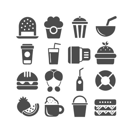 Food and Beverage Icon Set Collection Vector for UI Documents Websites and Mobile Applicationsのイラスト素材