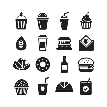 Food and Beverage Icon Set Collection Vector for UI Documents Websites and Mobile Applicationsのイラスト素材