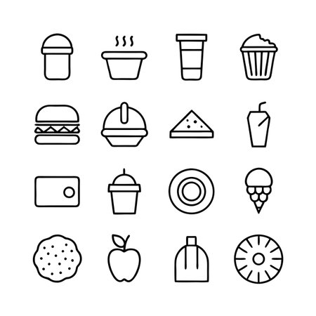 Food and Beverage Icon Set Collection Vector for UI Documents Websites and Mobile Applicationsのイラスト素材