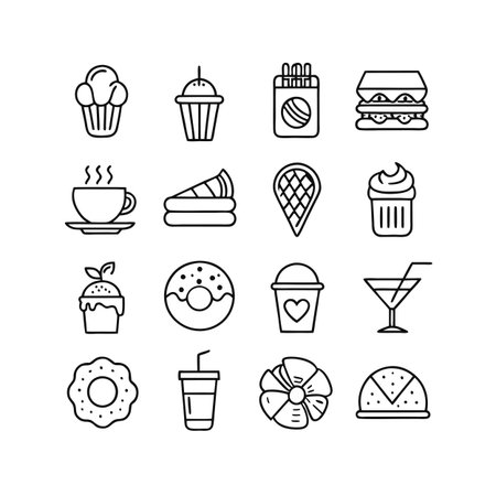 Food and Beverage Icon Set Collection Vector for UI Documents Websites and Mobile Applicationsのイラスト素材