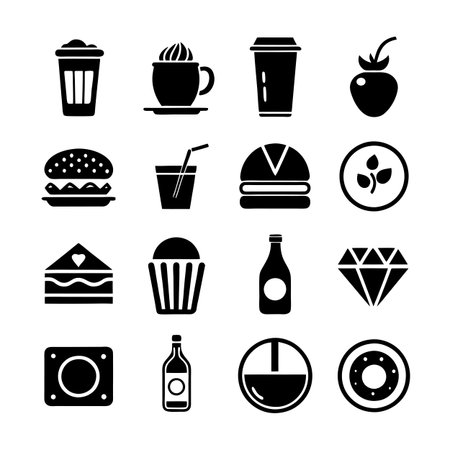Food and Beverage Icon Set Collection Vector for UI Documents Websites and Mobile Applicationsのイラスト素材