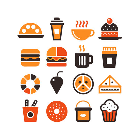 Food and Beverage Icon Set Collection Vector for UI Documents Websites and Mobile Applicationsのイラスト素材
