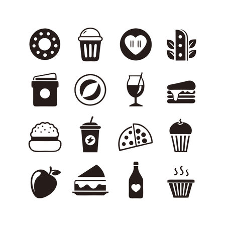 Food and Beverage Icon Set Collection Vector for UI Documents Websites and Mobile Applicationsのイラスト素材