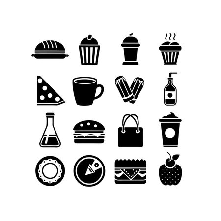 Food and Beverage Icon Set Collection Vector for UI Documents Websites and Mobile Applicationsのイラスト素材