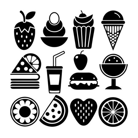 Food and Beverage Icon Set Collection Vector for UI Documents Websites and Mobile Applicationsのイラスト素材