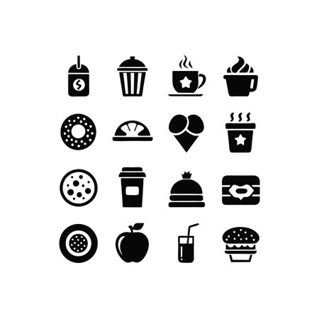 Food and Beverage Icon Set Collection Vector for UI Documents Websites and Mobile Applicationsのイラスト素材