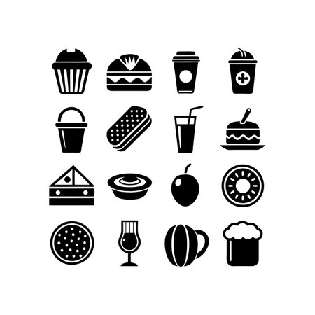 Food and Beverage Icon Set Collection Vector for UI Documents Websites and Mobile Applicationsのイラスト素材