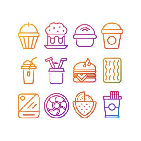 Food and Beverage Icon Set Collection Vector for UI Documents Websites and Mobile Applicationsのイラスト素材