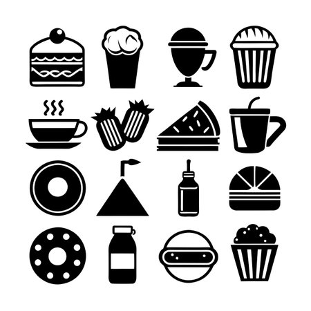 Food and Beverage Icon Set Collection Vector for UI Documents Websites and Mobile Applicationsのイラスト素材