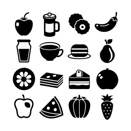 Food and Beverage Icon Set Collection Vector for UI Documents Websites and Mobile Applicationsのイラスト素材
