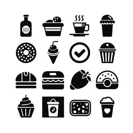Food and Beverage Icon Set Collection Vector for UI Documents Websites and Mobile Applicationsのイラスト素材