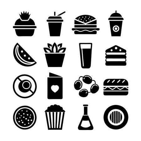 Food and Beverage Icon Set Collection Vector for UI Documents Websites and Mobile Applicationsのイラスト素材