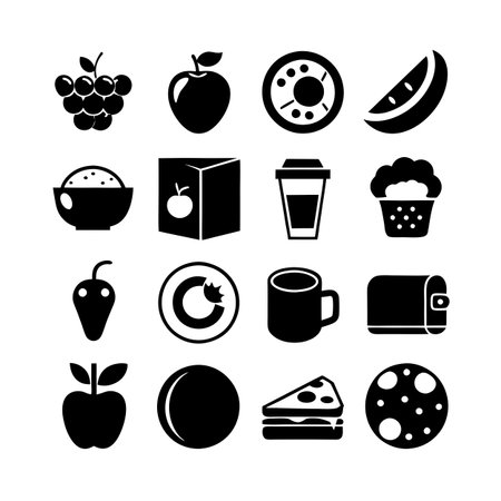 Food and Beverage Icon Set Collection Vector for UI Documents Websites and Mobile Applicationsのイラスト素材