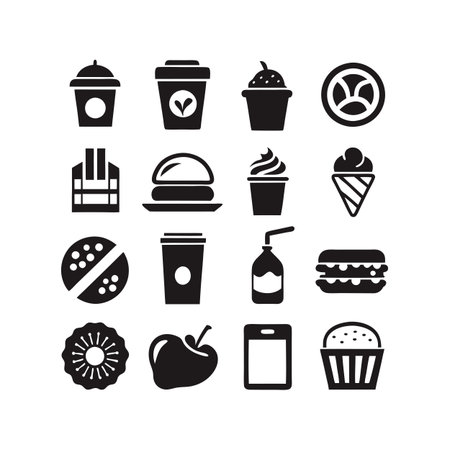 Food and Beverage Icon Set Collection Vector for UI Documents Websites and Mobile Applicationsのイラスト素材