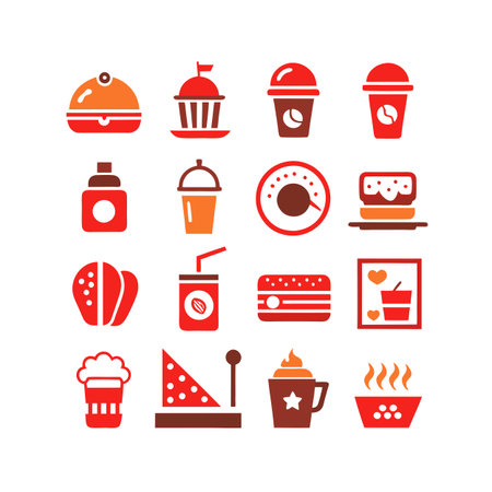 Food and Beverage Icon Set Collection Vector for UI Documents Websites and Mobile Applicationsのイラスト素材