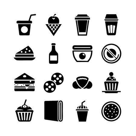 Food and Beverage Icon Set Collection Vector for UI Documents Websites and Mobile Applicationsのイラスト素材