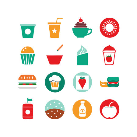 Food and Beverage Icon Set Collection Vector for UI Documents Websites and Mobile Applicationsのイラスト素材