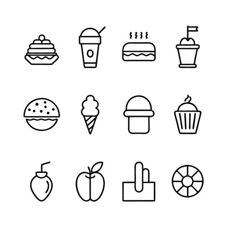 Food and Beverage Icon Set Collection Vector for UI Documents Websites and Mobile Applicationsのイラスト素材