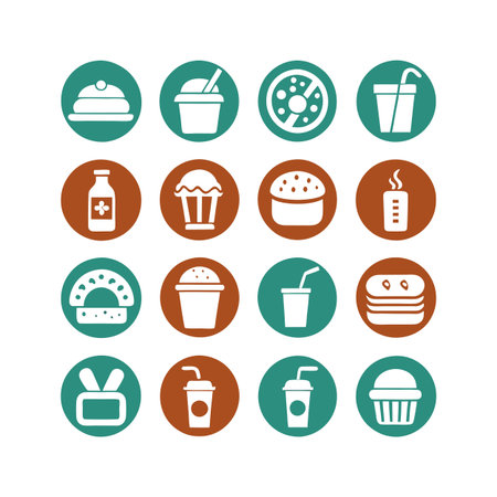 Food and Beverage Icon Set Collection Vector for UI Documents Websites and Mobile Applicationsのイラスト素材