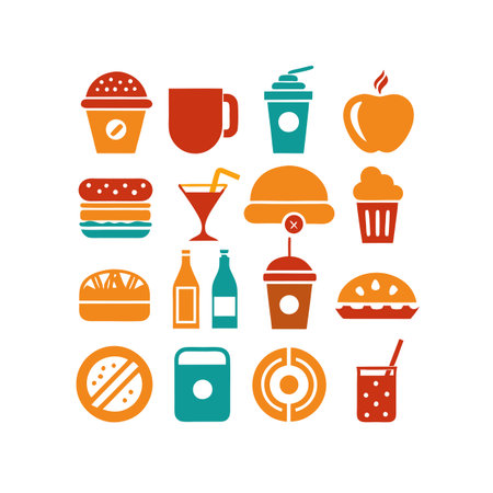 Food and Beverage Icon Set Collection Vector for UI Documents Websites and Mobile Applicationsのイラスト素材