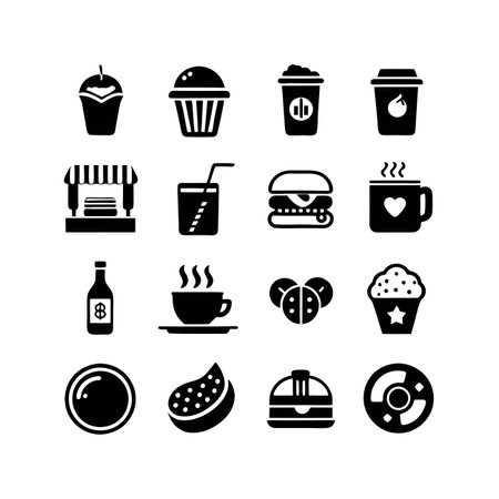 Food and Beverage Icon Set Collection Vector for UI Documents Websites and Mobile Applicationsのイラスト素材