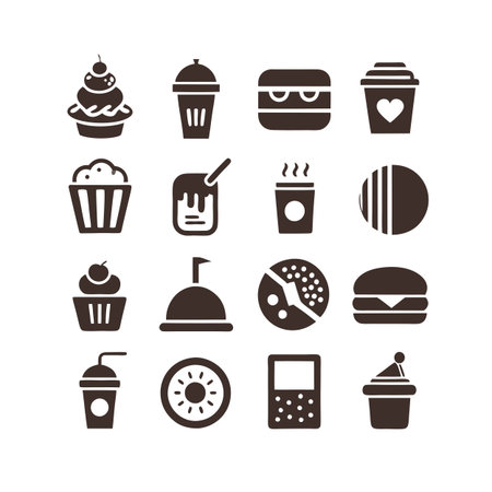 Food and Beverage Icon Set Collection Vector for UI Documents Websites and Mobile Applicationsのイラスト素材