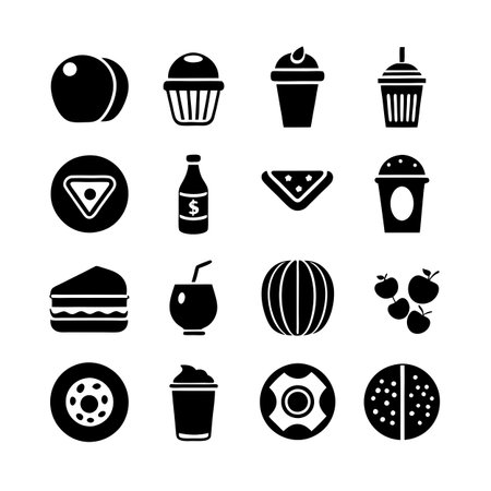 Food and Beverage Icon Set Collection Vector for UI Documents Websites and Mobile Applicationsのイラスト素材