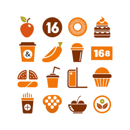 Food and Beverage Icon Set Collection Vector for UI Documents Websites and Mobile Applicationsのイラスト素材