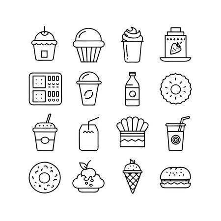 Food and Beverage Icon Set Collection Vector for UI Documents Websites and Mobile Applicationsのイラスト素材