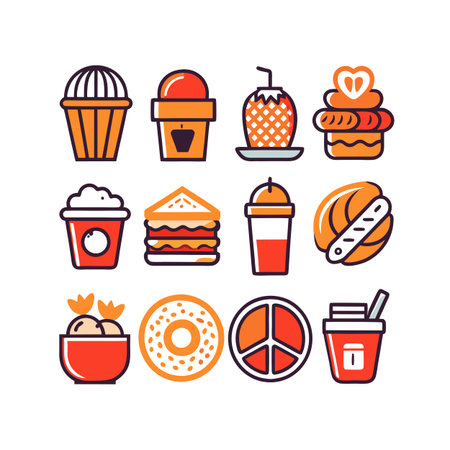 Food and Beverage Icon Set Collection Vector for UI Documents Websites and Mobile Applicationsのイラスト素材