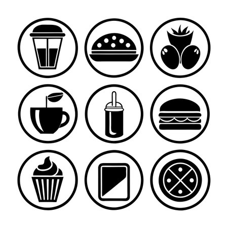 Food and Beverage Icon Set Collection Vector for UI Documents Websites and Mobile Applicationsのイラスト素材