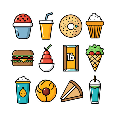 Food and Beverage Icon Set Collection Vector for UI Documents Websites and Mobile Applicationsのイラスト素材