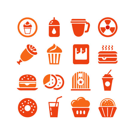 Food and Beverage Icon Set Collection Vector for UI Documents Websites and Mobile Applicationsのイラスト素材