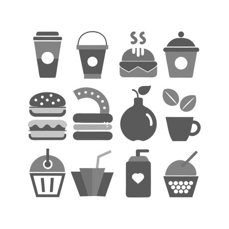 Food and Beverage Icon Set Collection Vector for UI Documents Websites and Mobile Applicationsのイラスト素材