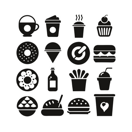 Food and Beverage Icon Set Collection Vector for UI Documents Websites and Mobile Applicationsのイラスト素材